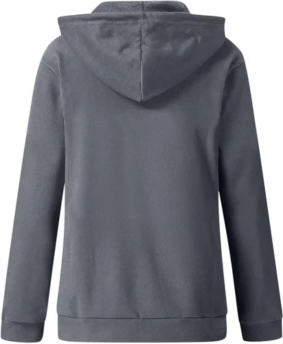 Vista 3 de PANOEGSN Sudadera con capucha y cremallera para mujer, ligera, casual, de manga larga, con cordón, suéter con bolsillos