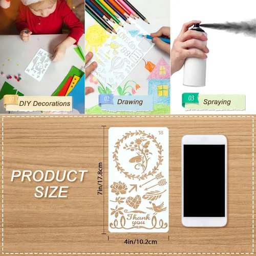 Vista 2 de Zonon 24 plantillas de diario de 4 x 7 pulgadas, plantilla de dibujo para diarios, kit de suministros diarios, semanales, mensuales, calendarios