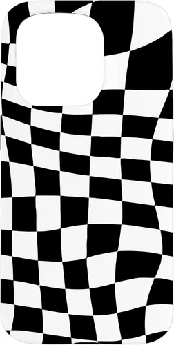 Vista 14 de Funda clásica a cuadros para iPhone 17, diseño ondulado de tablero de ajedrez en blanco y negro