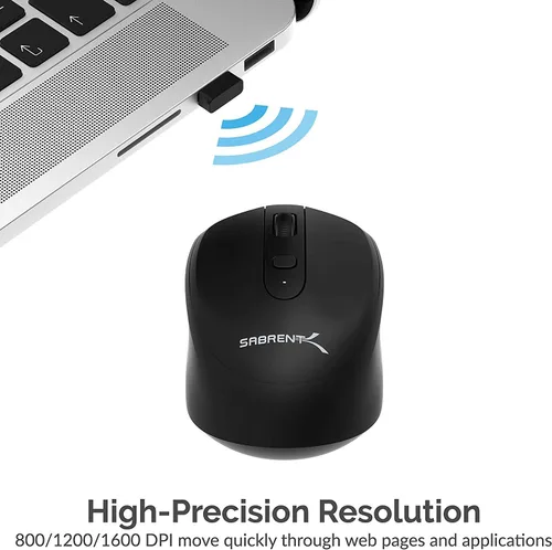 Vista 3 de SABRENT Ratón inalámbrico recargable de 2,4 GHz con resolución ajustable (MS-RCWM)