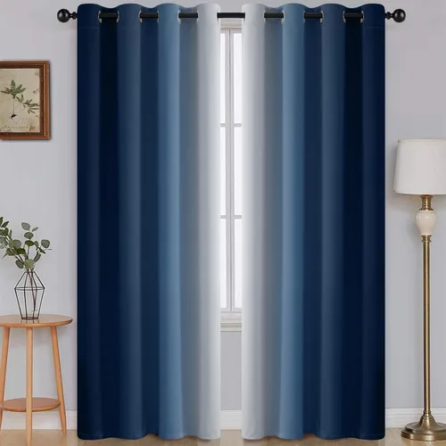 Vista 185 de SimpleHome Cortinas degradadas degradadas para oscurecer la habitación de 36 pulgadas de largo para dormitorio, con ojales y bloqueo de luz Negro