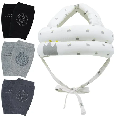 Vista 16 de Protector de cabeza de bebé y rodilleras para bebé, 3 pares de protectores para niños pequeños, cojín de algodón suave, capucha de seguridad Coche