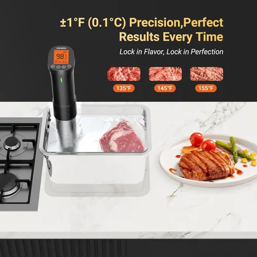 Vista 4 de INKBIRD Wifi Sous Vide Cocina, Máquina Sous Vide de 1000W, Circulador de Inmersión con Control Remoto con Aplicación, Recetas, Temporizador, Alarma