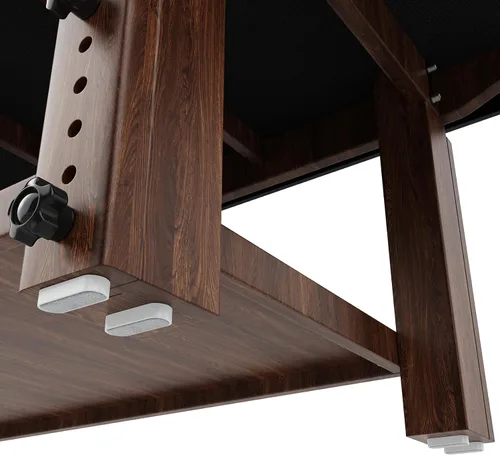 Vista 6 de Mesa de masaje estacionaria con marco de madera resistente con patas de altura ajustable, respaldo, para tratamiento, terapia física, cama de masaje