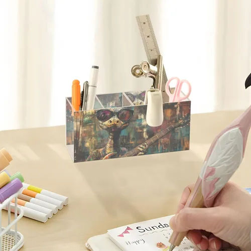 Vista 7 de Acrylic Pen Holder Snake Guitar Sunglass 4 Compartments Funny Cute Cool Acrylic Pencil Pen Holder Cup