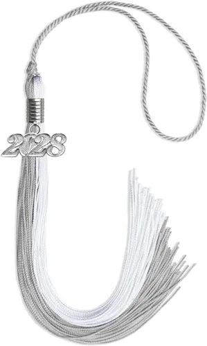Vista 116 de Endea Graduation Borla de doble color con gota de fecha plateada (negro/oro antiguo, 2025)
