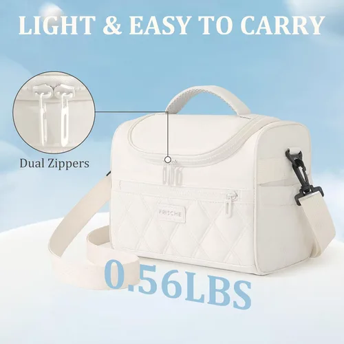 Vista 9 de Bolsa de almuerzo para mujer, suave y ligera, lonchera aislada a prueba de fugas con correas, lonchera térmica reutilizable para almuerzo