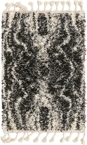 Vista 2 de Unique Loom Hygge Shag Collection - Alfombra rectangular de 2 pies 2 pulgadas x 3 pies 1 pulgada, color negro y blanco/gris