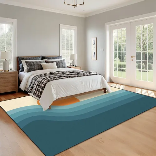 Vista 2 de 6x9 Area Rugs Rugs for Bedroom Washable Rug Retro Abstract Sunset Landscape 70s Style mid Century Modern Carpet Carpet for Bedroom Living Room