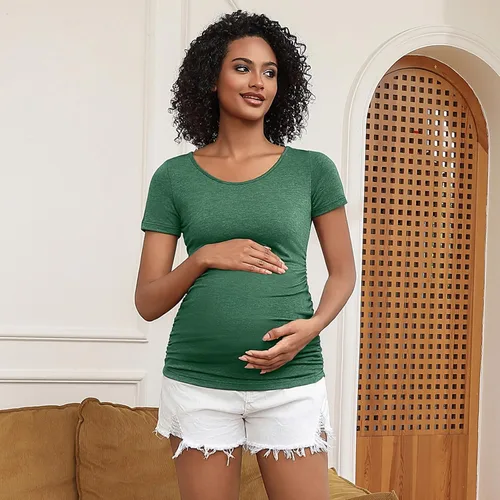 Vista 3 de Bhome Camiseta de maternidad de manga corta para verano, para embarazo