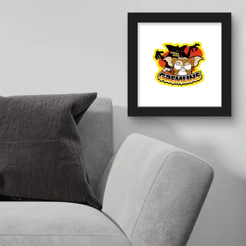 Vista 3 de Trends International Gallery Pops Gremlins - Arte de pared de rayas y Gizmo, versión enmarcada negra, 12 x 12 pulgadas