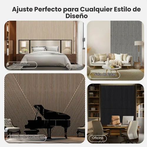 Vista 8 de AKUMAX - Paneles de pared acústicos de listones de madera, 2 unidades de 24 x 48 pulgadas cada uno, 15.5 pies cuadrados, paneles de pared de Roble