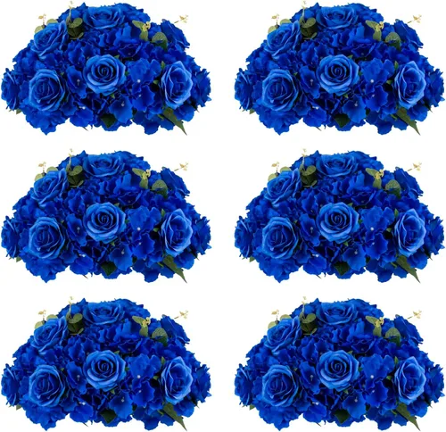 Vista 12 de Bolas de flores burdeos para centros de mesa: 11.8 pulgadas de diámetro, juego de 6