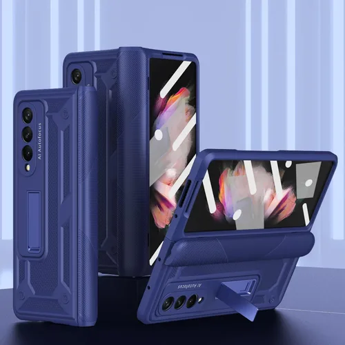 Vista 8 de Miimall Funda para Samsung Galaxy Fold 3 con protección de bisagra, protector de pantalla integrado Kickstand Magnetic Hinge Cover Full Body PC
