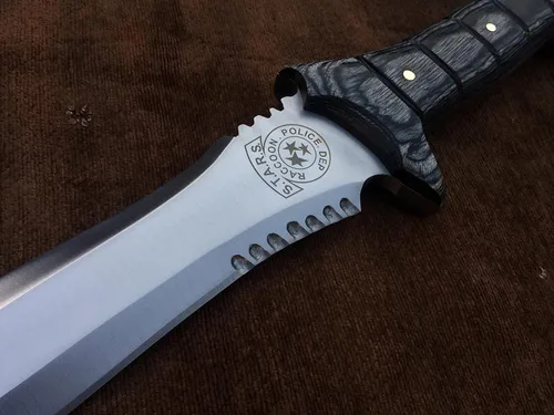 Vista 6 de SUFI Cuchillo hecho a mano personalizado 5160 Spring Steel Full Tang RE4 Leon Kennedy, regalo de cumpleaños