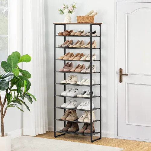 Vista 6 de HOOBRO - Zapatero de 10 niveles, organizador de almacenamiento de zapatos de 23.6" L, estante de zapatos de gran capacidad para entrada de puerta