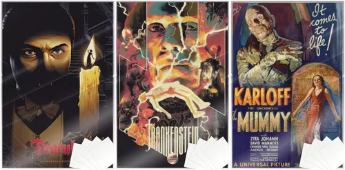 Vista 9 de Universal Monsters - Juego de póster de película de 3 piezas (Drácula, Frankenstein y la momia) (tamaño: 24 "x 36" cada uno) (carteles laminados)