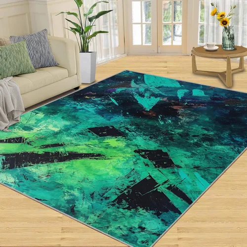 Vista 9 de Monstera Print Rugs for Bedroom, Luxury Monstera Area Rug, Tropical Plants Rugs for Living Room, Indoor Non-Slip Rug, Machine Washable Carpet for