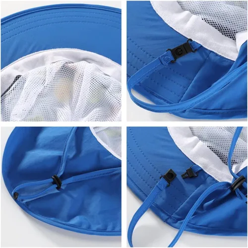 Vista 5 de LLmoway Sombrero de playa para niños y niñas, UPF50, sombrero de ala ancha con solapa para el cuello