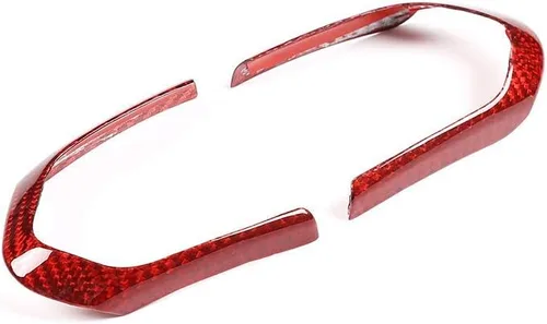 Vista 2 de YIWANG Rojo de fibra de carbono real coche volante botón marco ajuste para BMW F20 F22 F21 F30 F32 F33 F36 F06 F12 F13 X5 F15 X6 F16 M-Sport Auto