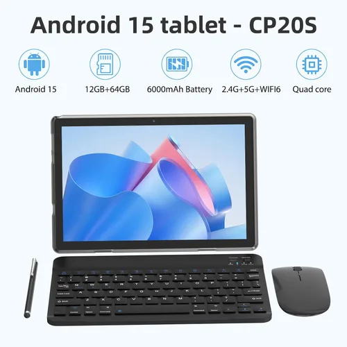 Vista 2 de HOTTABLET Tablet Android 15 de 10", 12(4+8Expand) GB RAM+64GB ROM, cámara dual de 2+8 MP, batería de 6000 mAh