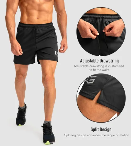 Vista 5 de G Gradual Pantalones cortos de correr para hombre con bolsillos con cremallera, secado rápido, gimnasio, atletismo, entrenamiento, pantalones cortos