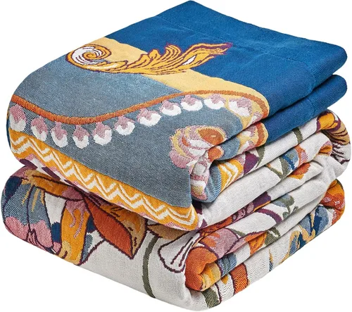 Vista 19 de Manta Bohemia – Manta suave 100% algodón para cama, 60"x80", reversible, transpirable, ligera, para otoño, todas las estaciones, decoración de casa