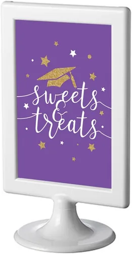 Vista 9 de Andaz Press Colección de fiesta de graduación con purpurina de color morado real y dorado, pancarta colgante con cuerda, Congrats Grad!, 5 pies, 1