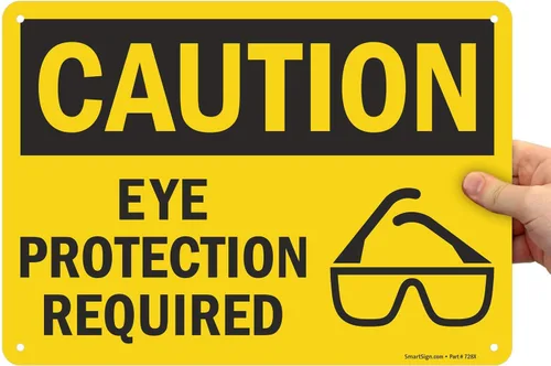 Vista 7 de SmartSign - U9-1533-NP_10x14 "Precaución - Se requiere protección ocular" Plástico negro sobre amarillo de 10 x 14 pulgadas