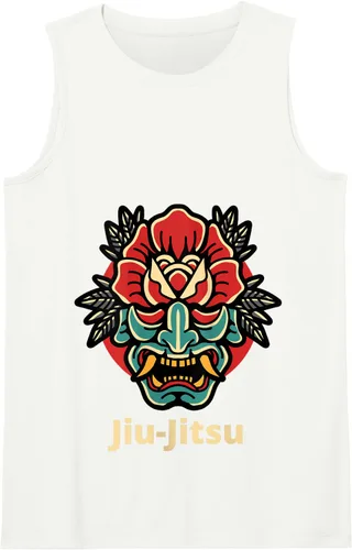Vista 16 de Máscara de demonio de rosa japonesa Oni Mask jiu-jitsu Tank Top Negro