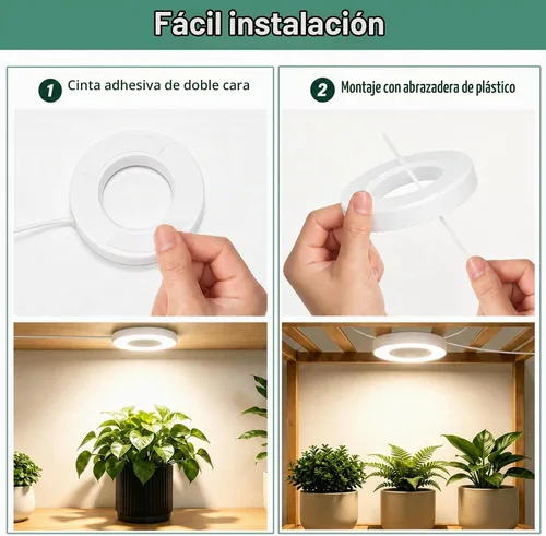 Vista 5 de LORDEM Luz de cultivo para plantas de interior, 48 luces LED de techo de espectro completo, lámpara de cultivo con cable de 5 V con interruptor