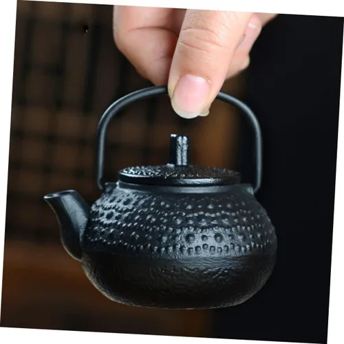 Vista 8 de SHERCHPRY Mini tetera gris hierro fundido tetera decorativa tetera tetera adornada para Tearoom