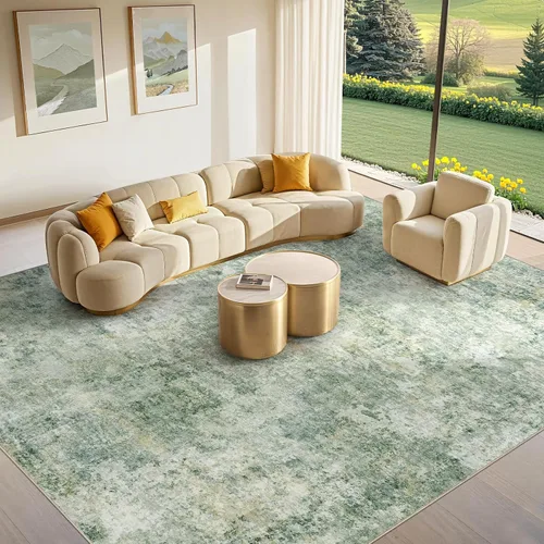 Vista 28 de Tortania Alfombra redonda lavable de 5 pies para sala de estar: Alfombra moderna abstracta neutra grande suave y delgada – Alfombra antideslizante