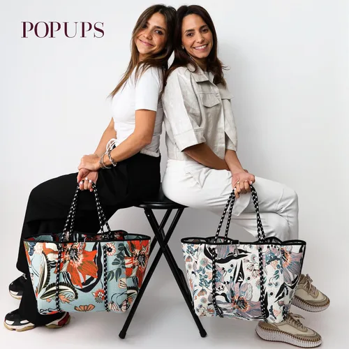 Vista 9 de POPUPS Bolso grande de neopreno para mujer - Bolso de mano de diseñador para todos los días, para el trabajo, la playa y viajes con bolsillos