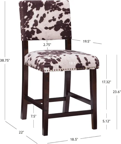 Vista 3 de Linon Udder Madness Corey Taburete de Bar, 48,3 cm de ancho x 56,5 cm de profundidad x 98,4 cm de altura, Mancha Manhattan