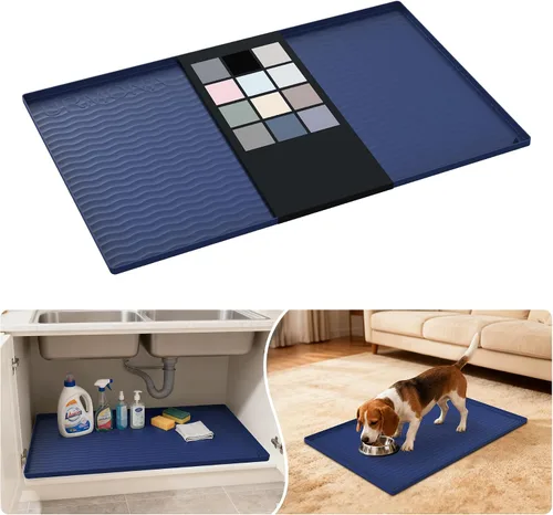 Vista 39 de URMONA - Tapete de silicona impermeable para debajo del fregadero, 16 x 10 Beige
