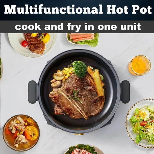 Vista 12 de Dezin Olla eléctrica Shabu Shabu de 5 cuartos con olla extraíble, control