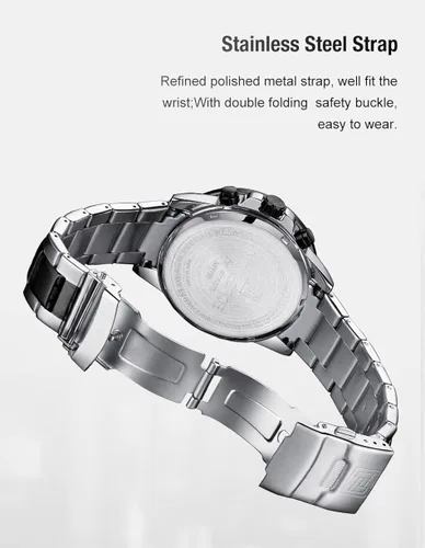 Vista 9 de NAVIFORCE Relojes deportivos para hombre de acero completo reloj de cuarzo para hombre fecha semana resistente al agua reloj militar