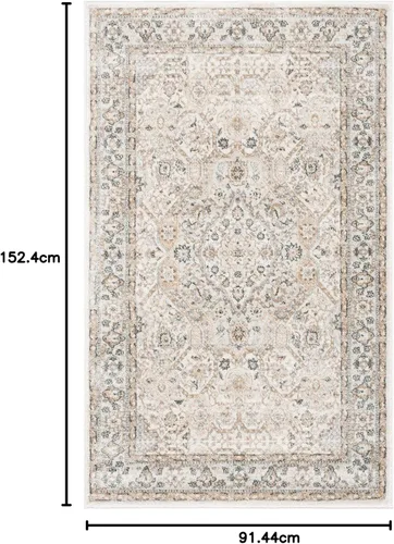 Vista 8 de SAFAVIEH - Colección Isabella, alfombra decorativa - 2'2" x 5', azul y crema, diseño oriental, no desprende pelusa y fácil cuidado, ideal para áreas