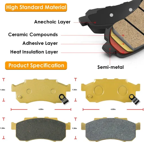 Vista 2 de Pastillas de freno de disco de cerámica delanteras y traseras resistentes para Honda Pioneer 700 500 700-4 2014-2021 Reemplazar 06435-HN8-016