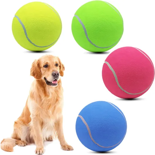 Vista 4 de Magicorange Paquete de 4 pelotas de tenis gigantes de 6 pulgadas, pelotas de tenis grandes para perros, pelotas de tenis para perros para deportes
