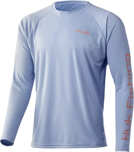 Vista 16 de HUK Camiseta de pesca de manga larga con protección solar para hombre Vc Pursuit Pescado de hueso - Glaciar
