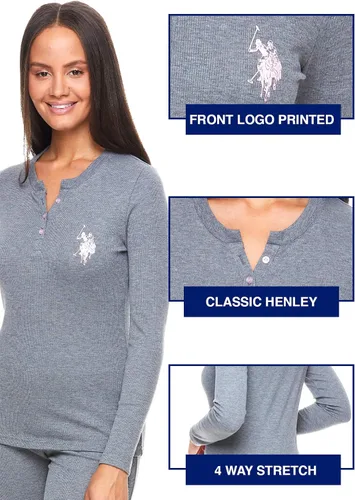 Vista 2 de U.S. Polo Assn. Conjunto de pijama térmico para mujer, conjunto térmico superior e inferior, capa base larga