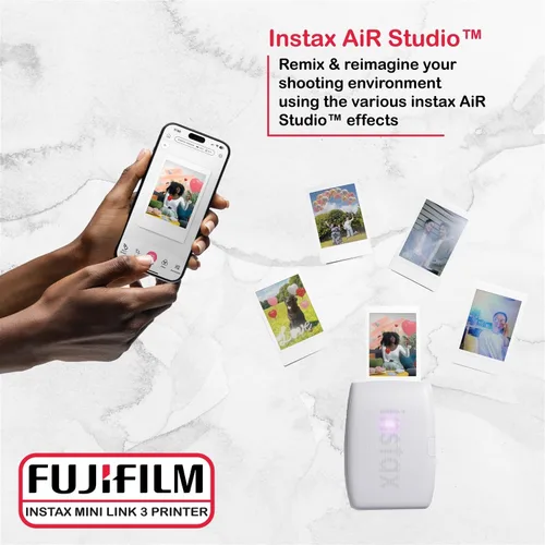 Vista 4 de Fujifilm Instax Mini Link 3 - Paquete de película para impresora Instax Mini (40 hojas), funda protectora Link 3 (blanco arcilla)