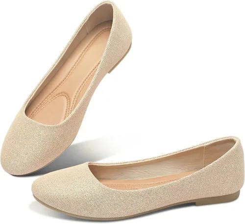 Vista 13 de Obtaom Zapatos planos de puntera redonda para mujer, zapatos de ballet negros para niñas