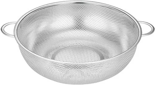 Vista 6 de Colador de acero inoxidable, colador de malla fina, colador de metal con asa, espaguetis, frutas, verduras, cesta coladora de alimentos de cocina