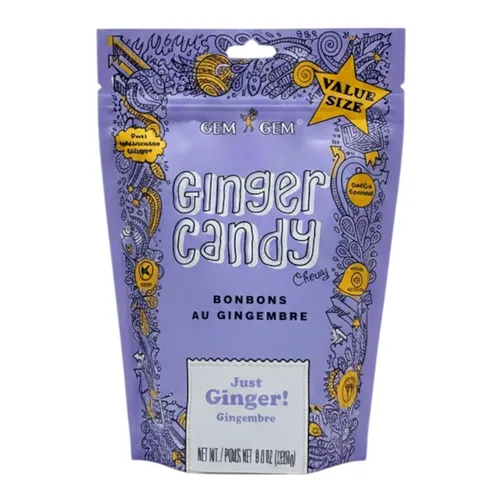 Vista 14 de Gem Gem Caramelos de jengibre masticables de sabor a limón, muestras de degustación de 1.25 oz