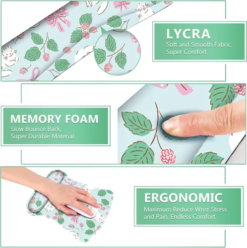 Vista 4 de AIMSA Reposamuñecas ergonómico para teclado y alfombrilla para mouse con soporte de muñeca, bonito juego de alfombrillas de espuma viscoelástica