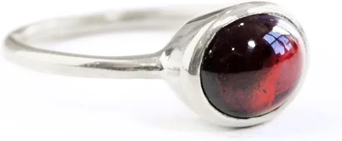 Vista 4 de Oval Birthstone Ring Bezel Set in Vermeil Gold, Sterling Silver, or Rose Gold, Stacking Birthstone Ring [rOMB]