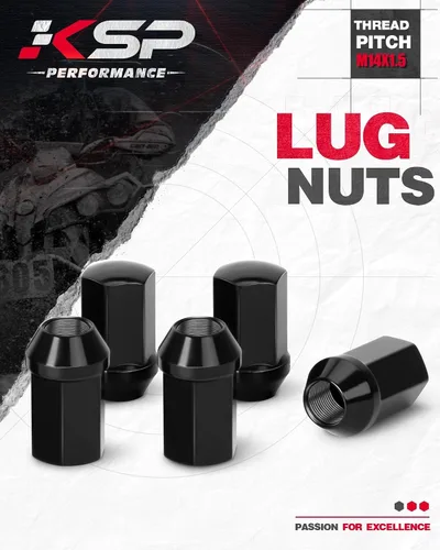Vista 13 de KSP 14X1.5 Juego de tuercas de rueda para Silverado Sierra 6 Lug Stock Aluminio Llanta, 24 piezas de tuercas de rueda OEM negras cromadas